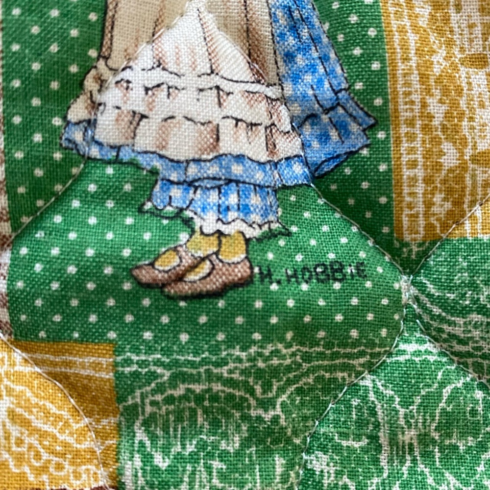 Vintage Holly Hobbie Patchwork Wood Handle Bag Purse Totebag - Picture 8 of 15